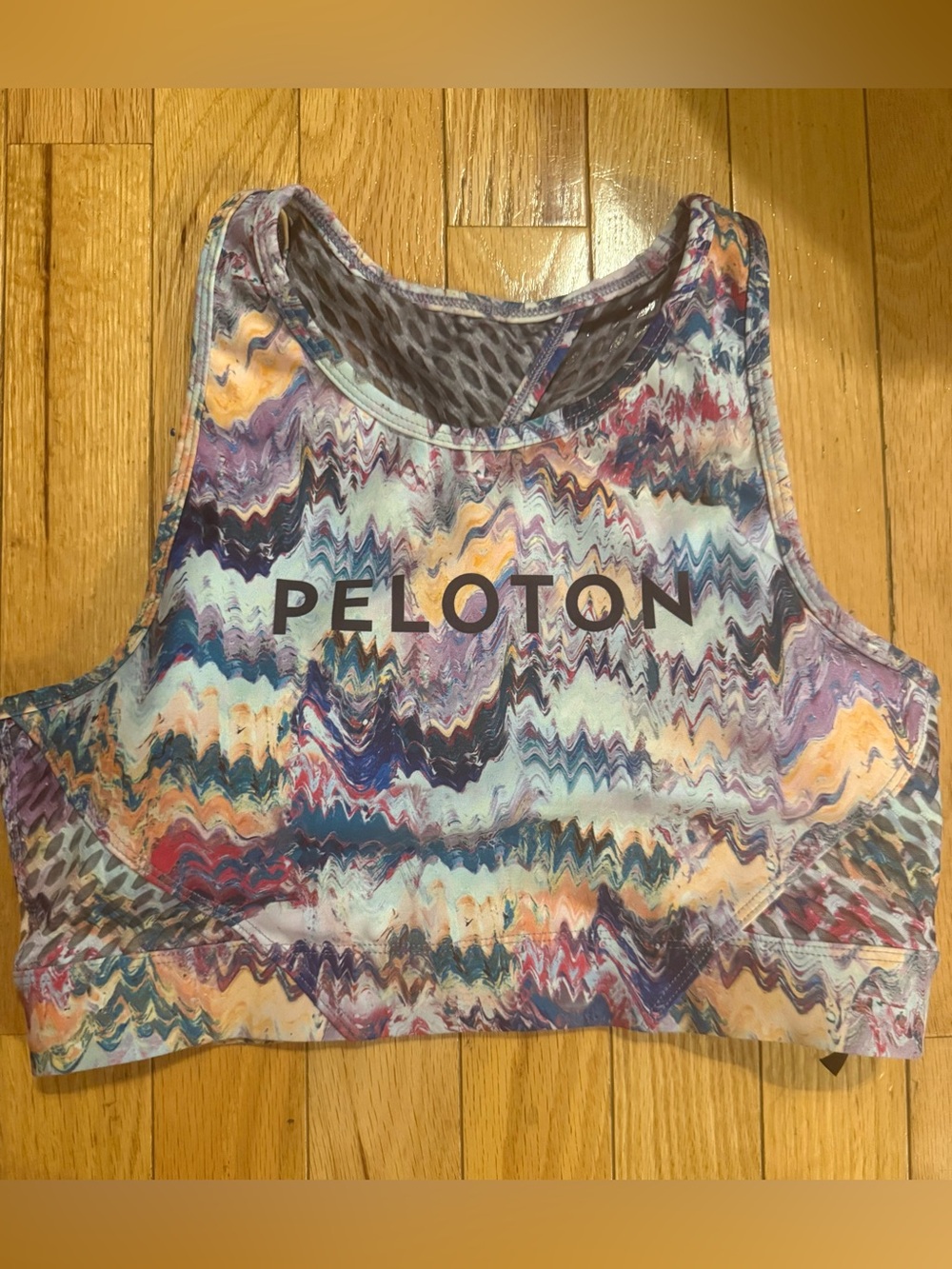 Peloton Multicolor Wave-Print Cropped Sports Bra - Purple, Blue, Peach